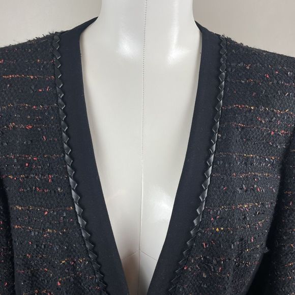 Lafayette 148 New York Black Textured Tweed Snap Up Blazer Jacket 10 Classic - Picture 2 of 10